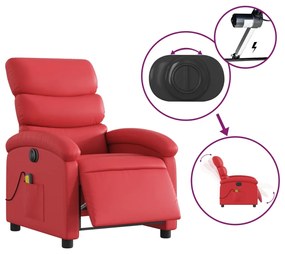 Poltrona massaggio elettrica reclinabile rosso similpelle