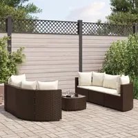 Set Divani da Giardino 7 pz con Cuscini Marrone in Polyrattan 3308433