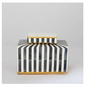 Vaso in ceramica 20,5x16x9 cm blu/bianco/nero