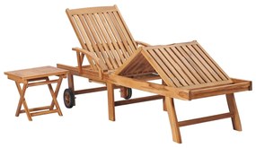 Lettini prendisole 2 pz con tavolo in legno massello di teak