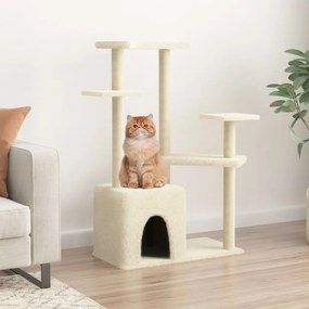 Albero Per Gatti Con Tiragraffi İn Sisal Crema 107,5 Cm /