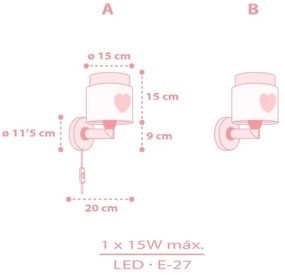 Dalber 76019S - Applique per bambini BABY DREAMS 1xE27/15W/230V rosa