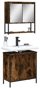 Set Mobili Da Bagno 2 Pz Rovere Fumo İn Legno Multistrato /