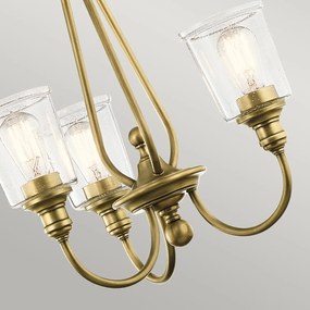 Lampadario Classico Waverly Acciaio Ottone Naturale Vetro 3 Luci E27