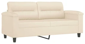 Divano a 2 posti beige 140 cm in tessuto microfibra
