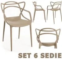 6 Sedie Design Firenze Beige in Polipropilene - La Dea Sedia