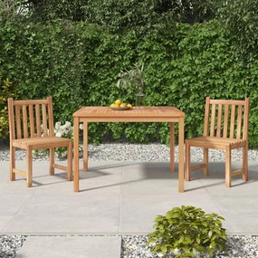 Set Da Pranzo Per Giardino 3 Pz İn Legno Massello Di Teak /