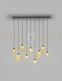 Puppet sospensione l9 ambra trasparente nero opaco 9 luci attacco g9
