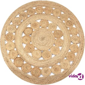 vidaXL Tappeto in Juta Intrecciata con Disegno 120 cm Rotondo