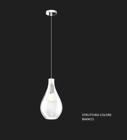 Sospensione bianco 1 luce vetro piccolo trasparente 1193bi-sp-tr