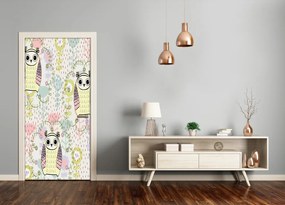 Adesivo per porta Gufi 95x205 cm