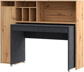 Scrivania Salvaspazio Estraibile Con Anta Laterale 154 Cm Drox Rovere E Grigio Scuro