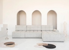 Divano angolare componibile beige allungabile/con contenitore (con penisola a destra) Lulu – Miuform