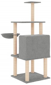 Albero per gatti con tiragraffi in sisal grigio chiaro 132 cm