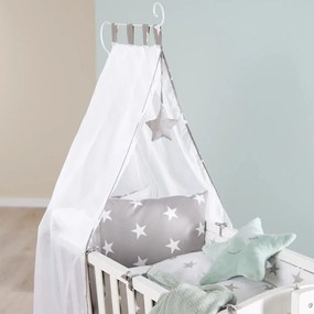 Culla bianca su ruote con baldacchino 40x90 cm Little stars - Roba