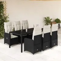 Set da Bistr da Giardino 7 pz con Cuscini Nero in Polyrattan 3276993