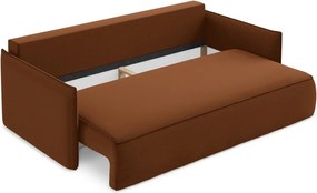 Divano color terracotta allungabile/con contenitore con rivestimento in velluto 225 cm Hula – Makamii