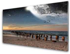 Quadro di vetro Paesaggio di Ocean Beach 100x50 cm