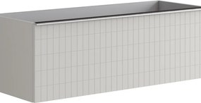 Mobile da bagno sospeso sotto lavabo L 120 x H 40 x P 45.5 cm grigio perla laccato, 2 cassetti Pixel grid