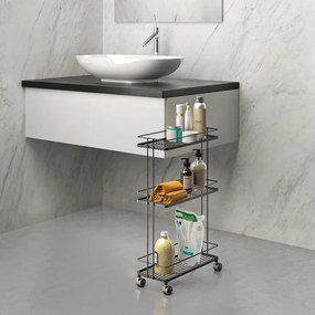 Carrello portaoggetti nero opaco in acciaio 38x62x16 cm Lava – Metaltex