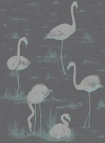 Cole & Son Carta da parati Flamingos - Black