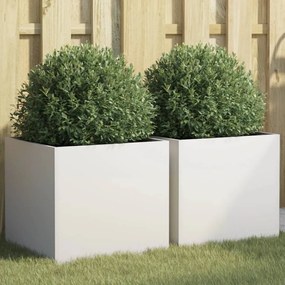 Fioriere 2 Pz Bianche 42x40x39 Cm İn Acciaio /