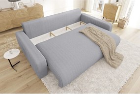 Divano grigio chiaro allungabile/con contenitore con rivestimento in velluto a coste 234 cm Sara – Ropez