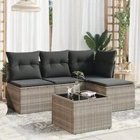 Set Divano da Giardino 5pz con Cuscini Grigio Chiaro Polyrattan 3217512