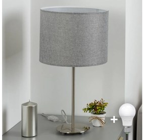 Eglo - Lampada da tavolo LED TUNJA 1xE27/60W/230V 38,5 cm cromo opaco/grigio