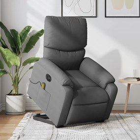 Poltrona Alzapersona Massaggi Elettrica Grigio Scuro Tessuto /