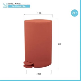 Pattumiera bagno 3 Lt terracotta con apertura a pedale Orbix