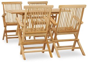 Set da pranzo per esterni 5 pz in legno massello di teak