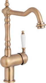 Rubinetto da cucina fisso a collo di cigno Sara bronzo ramato opaco DELINIA