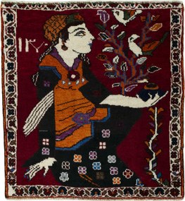 Shiraz Tappeto persiano 70 x 70 Rosso (Iran) Annodato A Mano