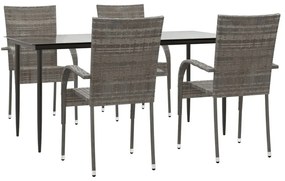 Set da Pranzo da Giardino 5 pz Grigio in Polyrattan