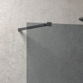 Parete doccia walk in 140 cm con vetro fumé e profilo nero opaco KW-100BF - KAMALU