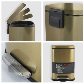 Cestino per la spazzatura oro opaco in acciaio con pedale 5 l Akira – Spirella