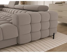 Divano angolare marrone chiaro allungabile (con penisola a sinistra/a U) con rivestimento in velluto Feraria – ELTAP