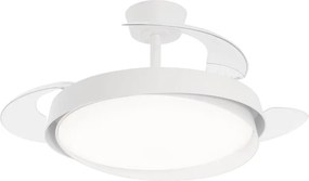 Ventilatore da soffitto LED Khung pale retrattili trasparenti, struttura bianca ø 105 cm silenzioso con telecomando INSPIRE