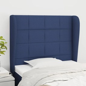 Testiera Ad Orecchio Blu 83x23x118/128 Cm İn Tessuto /