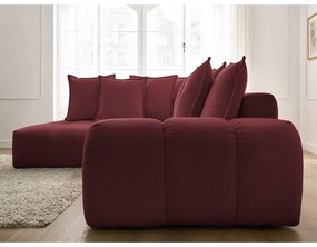 Divano angolare burgundy allungabile e con contenitore (penisola a sinistra/a L) con rivestimento in ciniglia Everest – Bobochic Paris