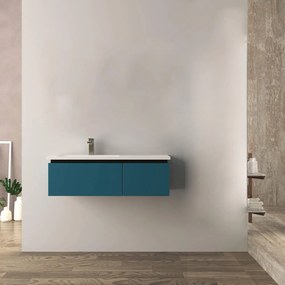 Mobile da bagno blu petrolio 100 cm Mono Slide