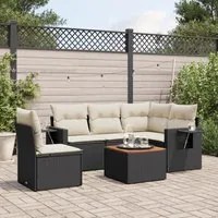 Set Divano da Giardino 6 pz con Cuscini Nero in Polyrattancod mxl 114110