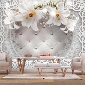 Fotomurale adesivo  Lilies and Quilted Background  Larghezza x Altezza Home decor 441x315