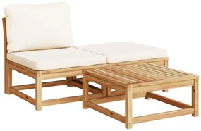 Set salotto da giardino 11 pz con cuscini legno massello acacia