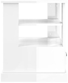 Tavolino Bianco Lucido 50x50x60 cm in Legno Multistrato