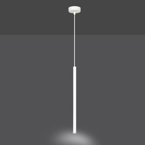 Lampadario 1 Luce Moderno Shu Acciaio Bianco E Paralume A Cilindro Sottile