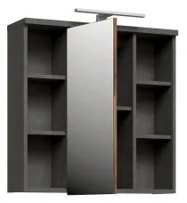 Mobile da bagno sospeso con specchio VENOM, antracite/marrone