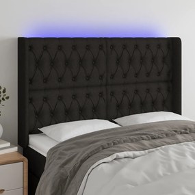Testiera A Led Nera 163x16x118/128 Cm İn Tessuto /