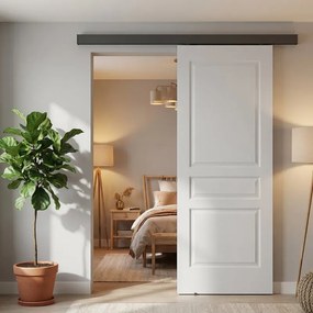 Porta scorrevole reversibile Chelsea in mdf bianco, L 93 x H 212 cm, con binario Meli
